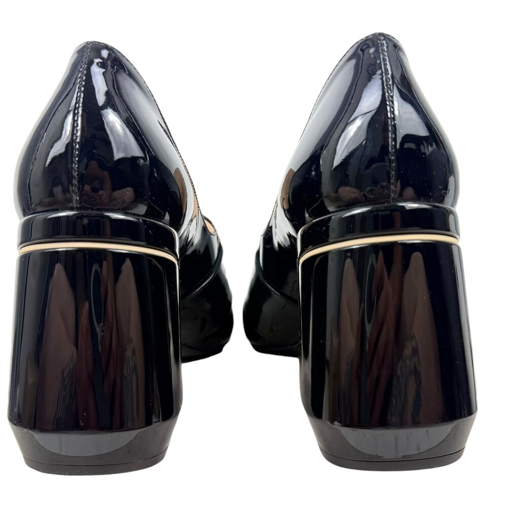 New Prada Patent Leather Amber Buckle Heeled Loafers Black Size 39 - Picture 5 of 10